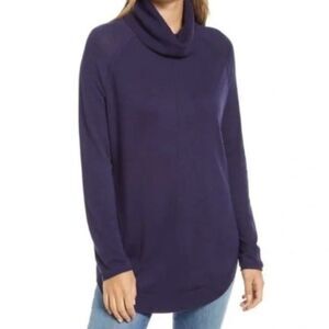 NWT Caslon Turtleneck Cowl Sweater Blue - Small
